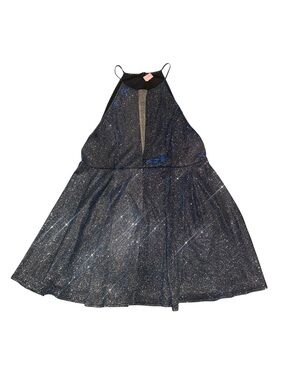Women’s Sparkly Plus Size Blue/Black Formal A-Line Dress 4XL